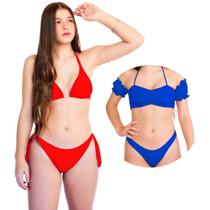Kit Biquini Cortininha Com Ciganinha Liso Basico