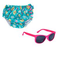 Kit biquíni de piscina praia reutilizável ecológico impermeável e óculos verão menina