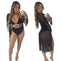 Kit Biquini E Saída Tule Preto VESTE P E M Com Bojo Preto LANÇAMENTO OTIMA QUALIDADE Kit Biquini E Saída Tule Preto VESTE P E M Com Bojo Preto LANÇAMENTO OTIMA QUALIDADE