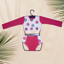 Kit Biquíni Infantil/Juvenil manga longa e top rosquinhas Kit Biquíni Infantil/Juvenil manga longa e top rosquinhas
