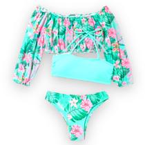 Kit Biquíni Juvenil 3 Peças Moda Praia Piscina Verão Saida Kit Biquíni Juvenil 3 Peças Moda Praia Piscina Verão Saida