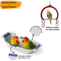 Kit Birds Banheira Grande Color + Balanço Diversao Passaros