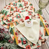 Kit Biscoitinho de natal jogo americano suplat 4 capas e 4 bases