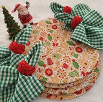 Kit Biscoitinho de natal jogo americano suplat com 8 pçs