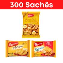 Kit biscoito bauducco banana com canela maizena e cream cracker - 300 sachês