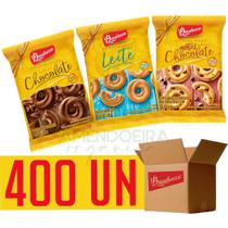 Kit biscoito bauducco - chocolate+ gotas + leite - 400 unidades