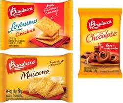 Kit Biscoito Bauducco Sache Choco+Maize+ Cream Cracker 80Un