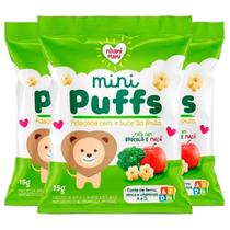 Kit Biscoito de Arroz Mini Puffs Brócolis e Maçã Nhami Mami - 3 pacotes de 15g Kit Biscoito de Arroz Mini Puffs Brócolis e Maçã Nhami Mami - 3 pacotes de 15g