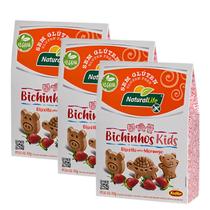 Kit Biscoito Morango Vegano Bichinhos Kids - Natural Life 3 Unidades
