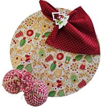 Kit Biscoito Natal 4 Lugares Capa Sousplat Guardanapo PG