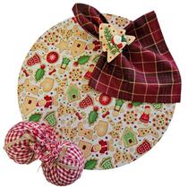 Kit Biscoito Natal 8 Lugar Capa Sousplat Base Guardanapo PG