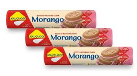Kit Biscoito Recheado Morango Zero Lactose, Zero Açúcar Lowçucar - 3 unidades de 120g Kit Biscoito Recheado Morango Zero Lactose, Zero Açúcar Lowçucar - 3 unidades de 120g