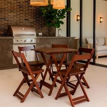 Kit Bistrô 4 Banquetas Dobrável de Madeira churrasqueira Kit Bistrô 4 Banquetas Dobrável de Madeira churrasqueira