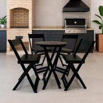 Kit Bistrô com 4 Banquetas Dobrável de Madeira para Area Gourmet Ismalu