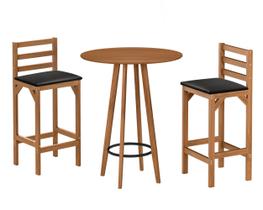 Kit Bistrô Moderno pés Madeira com 2 Banquetas 2 Banquetas De Madeira Premium Bar Pub Kit Bistrô Moderno pés Madeira com 2 Banquetas 2 Banquetas De Madeira Premium Bar Pub