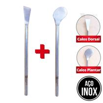 Kit Bisturi Calos Plantar + Bisturi Dorsal Podologia Inox