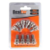 Kit bits phillips com limitador ph2 x 25 mm 10 pecas - bestfer