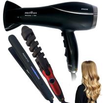 Kit bivolt secador de cabelos e modelador pro e chapinha ion