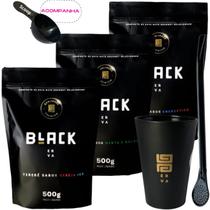 Kit Black Erva Mate Tereré 3 Pacotes 500g cada + Copo Caldereta acrílico Preto + Bomba ClássicaPreta
