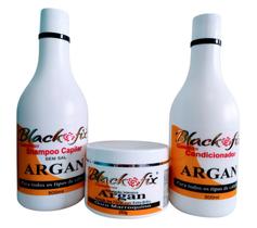 Kit Black Fix Shampoo Condicionador E Máscara De Argan