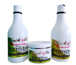Kit Black Fix Shampoo Condicionador Máscara Broto De Bambu