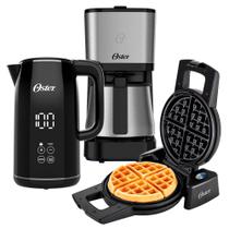 Kit Black Inox Oster - Cafeteira - Chaleira Digital e Máquina de Waffle