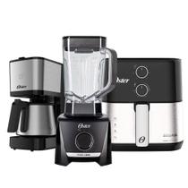 Kit Black Inox Oster Fritadeira Liquidificador Cafeteira 220V
