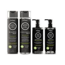 Kit Black - Shampoo, Condicionador, Matizador Desamarelador e Leave-in para Cabelos Brancos e Grisalhos (4 passos)