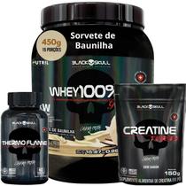 Kit Black Skull - Whey 100% HD POTE Gourmet 450g + Creatina Monohidratada Turbo 150g + Termogênico Thermo Flame 60 caps- Combo Ganho de Massa Muscular Kit Black Skull - Whey 100% HD POTE Gourmet 450g + Creatina Monohidratada Turbo 150g + Termogênico Thermo Flame 60 caps- Combo Ganho de Massa Muscular