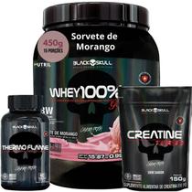 Kit Black Skull - Whey 100% HD POTE Gourmet 450g + Creatina Monohidratada Turbo 150g + Termogênico Thermo Flame 60 caps- Combo Ganho de Massa Muscular Kit Black Skull - Whey 100% HD POTE Gourmet 450g + Creatina Monohidratada Turbo 150g + Termogênico Thermo Flame 60 caps- Combo Ganho de Massa Muscular