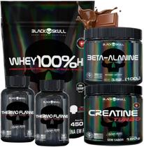 Kit Black Skull: Whey 100% hd Refil 900g + 2x Cafeína Thermo Flame 60 tabs + Beta Alanina 100g + Creatina Turbo 150g Kit Black Skull: Whey 100% hd Refil 900g + 2x Cafeína Thermo Flame 60 tabs + Beta Alanina 100g + Creatina Turbo 150g