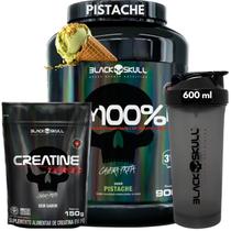 Kit Black Skull - Whey Protein POTE 100% HD Pure 3W Isolado Hidrolisado Concentrado + Creatina turbo 150g + Coqueteleira