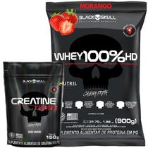 Kit Black Skull - Whey Protein Refil 100% HD Pure 3W Isolado Hidrolisado Concentrado + Creatina Monohidratada turbo 150g