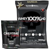 Kit Black Skull - Whey Protein Refil 100% HD Pure 3W Isolado Hidrolisado Concentrado + Creatina Monohidratada turbo 150g Kit Black Skull - Whey Protein Refil 100% HD Pure 3W Isolado Hidrolisado Concentrado + Creatina Monohidratada turbo 150g