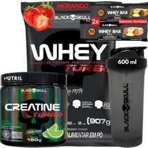 Kit Black Skull Whey Protein TURBO Concentrado 907g+ Creatina Monohidratada Turbo 150g+ Coqueteleira Kit Black Skull Whey Protein TURBO Concentrado 907g+ Creatina Monohidratada Turbo 150g+ Coqueteleira