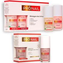 Kit Blindagem de Unhas Pró Nail Miss Colors Fase 1 e Fase 2 + Fase 3 Gel Coat Nude Fortalecedor com Fibras de Nylon