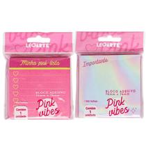 Kit Bloco Adesivo Pink Vibes e Pink Lista 76x76mm LeoArte