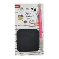 Kit Bloco Adesivo Preto com Caneta em Gel Hello Cat Moure Jar Kit Bloco Adesivo Preto com Caneta em Gel Hello Cat Moure Jar