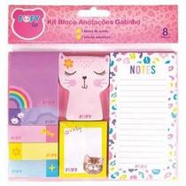 Kit Bloco Anotações Gatinho 8 Peças - Fofy