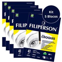 Kit Bloco Croquis Papel Manteiga 5 Blocos 41g/m2 A4 250 Folhas Filiperson