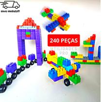 Kit Bloco de Montar com 240 peças Bloquinho de Encaixar Brinquedo Educativo Infantil para Criança