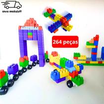 Kit Bloco de Montar com 264 peças Bloquinhos de Encaixar Brinquedo Educativo Infantil para Criança - Art Brink