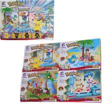 Kit Bloco de MontarPokémon Champions 4 Personagens Cenário Montável