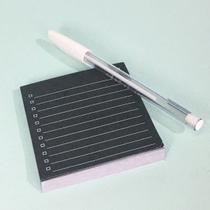 Kit Bloco Tilembrete Tilibra Preto e Caneta Gel Branca Cis