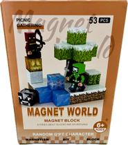 Kit Blocos de Montar Magnético Minecraft com 53 Peças Construção Criativa