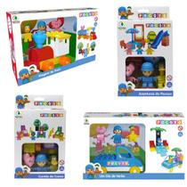 Kit Blocos Playset Pocoyo Com 4 Cenarios e 69 Peças