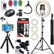 Kit Blogueira Ring light Luz Led + Tripé 2 metros Lentes camera celular tiktok insta youtuber