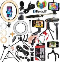 Kit Blogueiro Tripé Profissional Luz Led Iluminador Hing Kit Blogueiro Tripé Profissional Luz Led Iluminador Hing