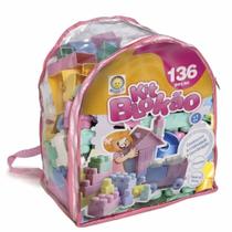 Kit Blokão Quebra Cuca Mochila Rosa 136 Peças Kitstar 81183A