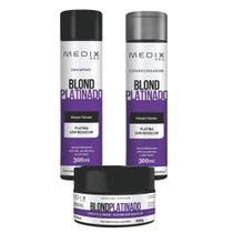 KIT BLOND PLATINADO MEDIX SHAMPOO 300ml + CONDICIONADOR 300ml + MASCARA 250ml